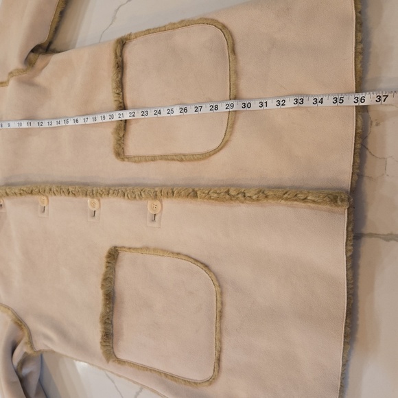 Faux Fur Shearling Hooded Coat Womens Size Large Brown Cream - Picture 13 of 15